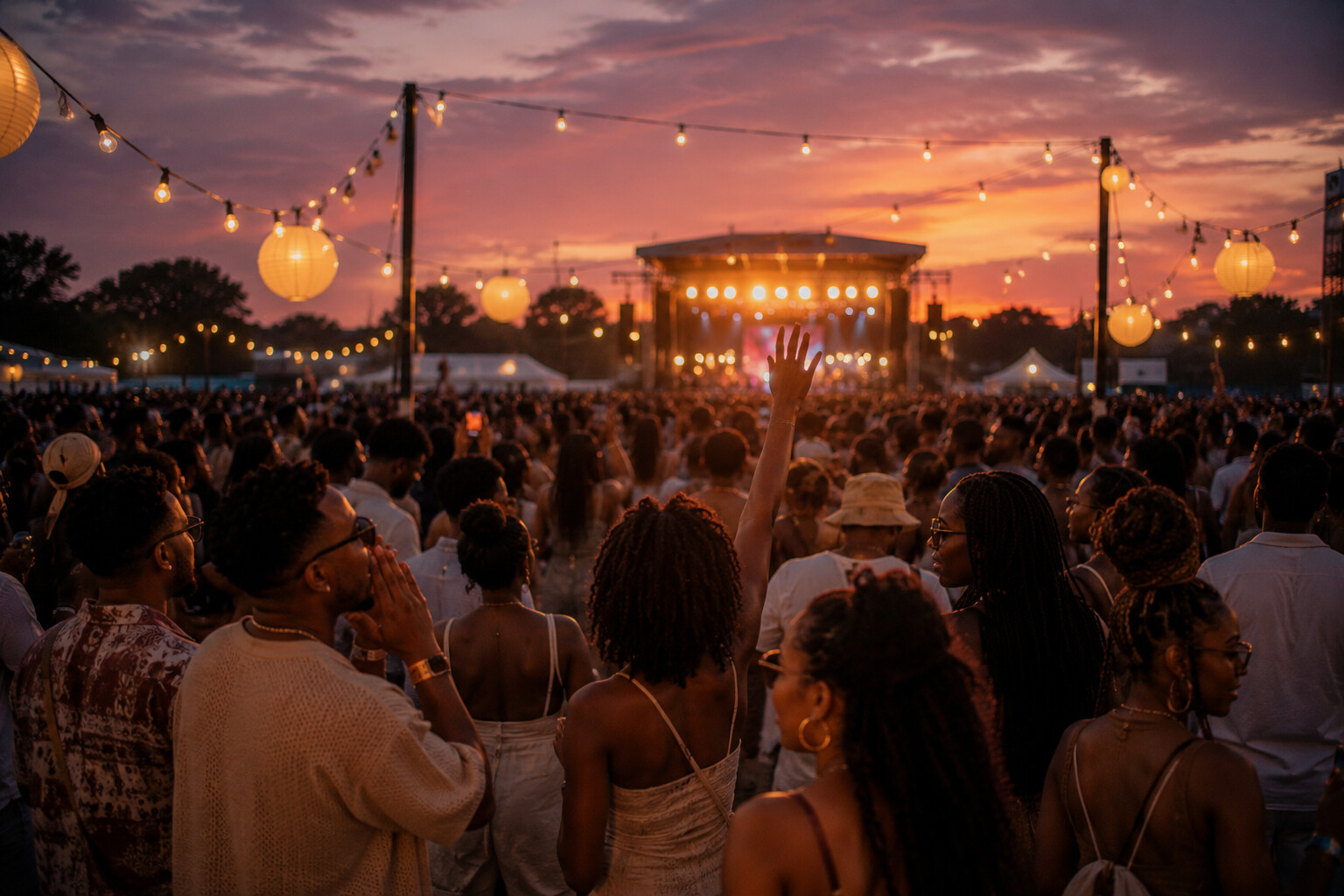 The Marquee - The flagship moment. Black cultural marquee experience with warm candlelit atmosphere